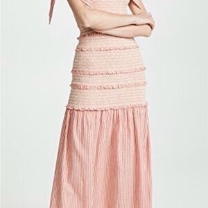 LoveShackFancy Pink and Cream Smocked Dress